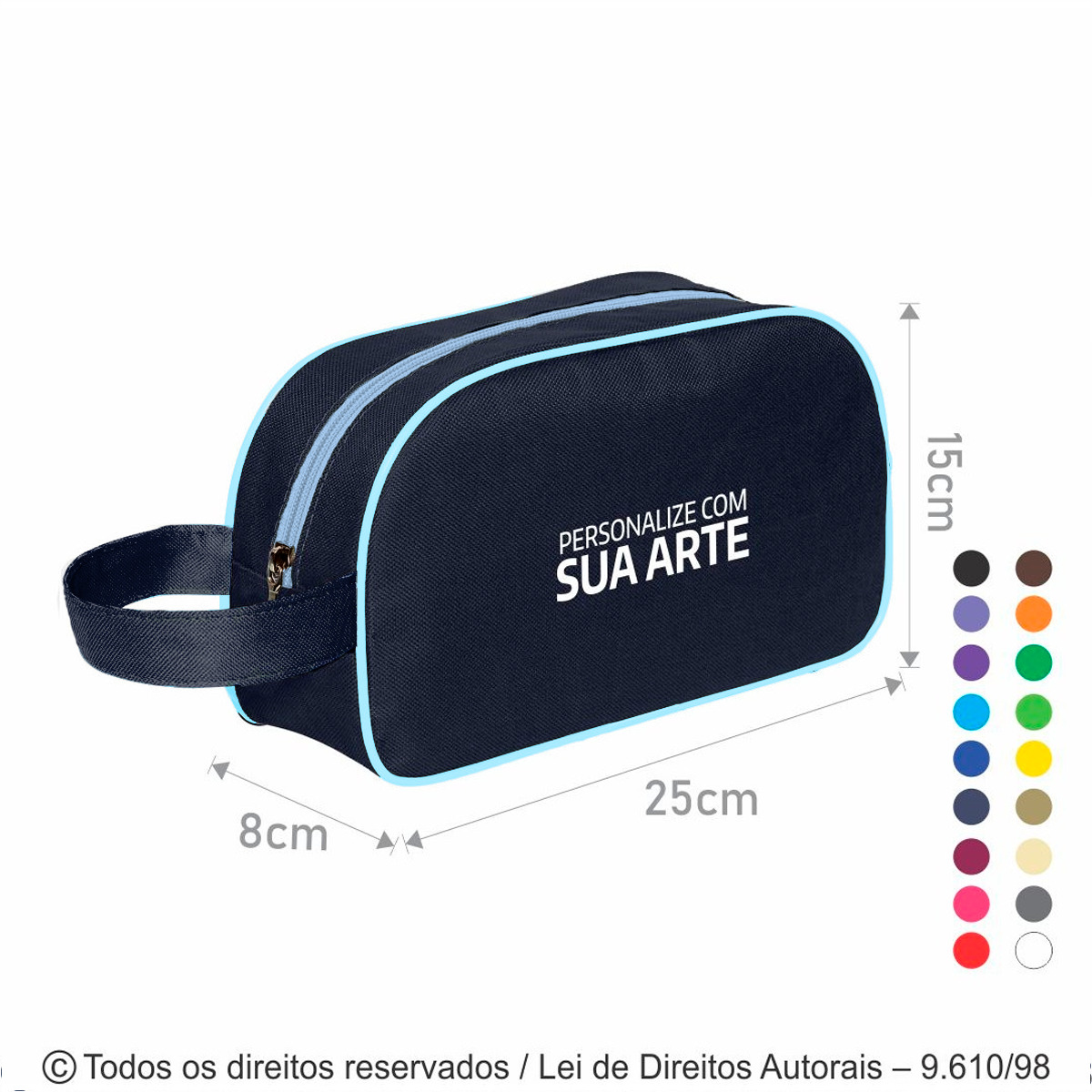 N17N NECESSAIRE DE NYLON 600G 25X15X8CM AZUL MARINHO COM AZUL CLARO