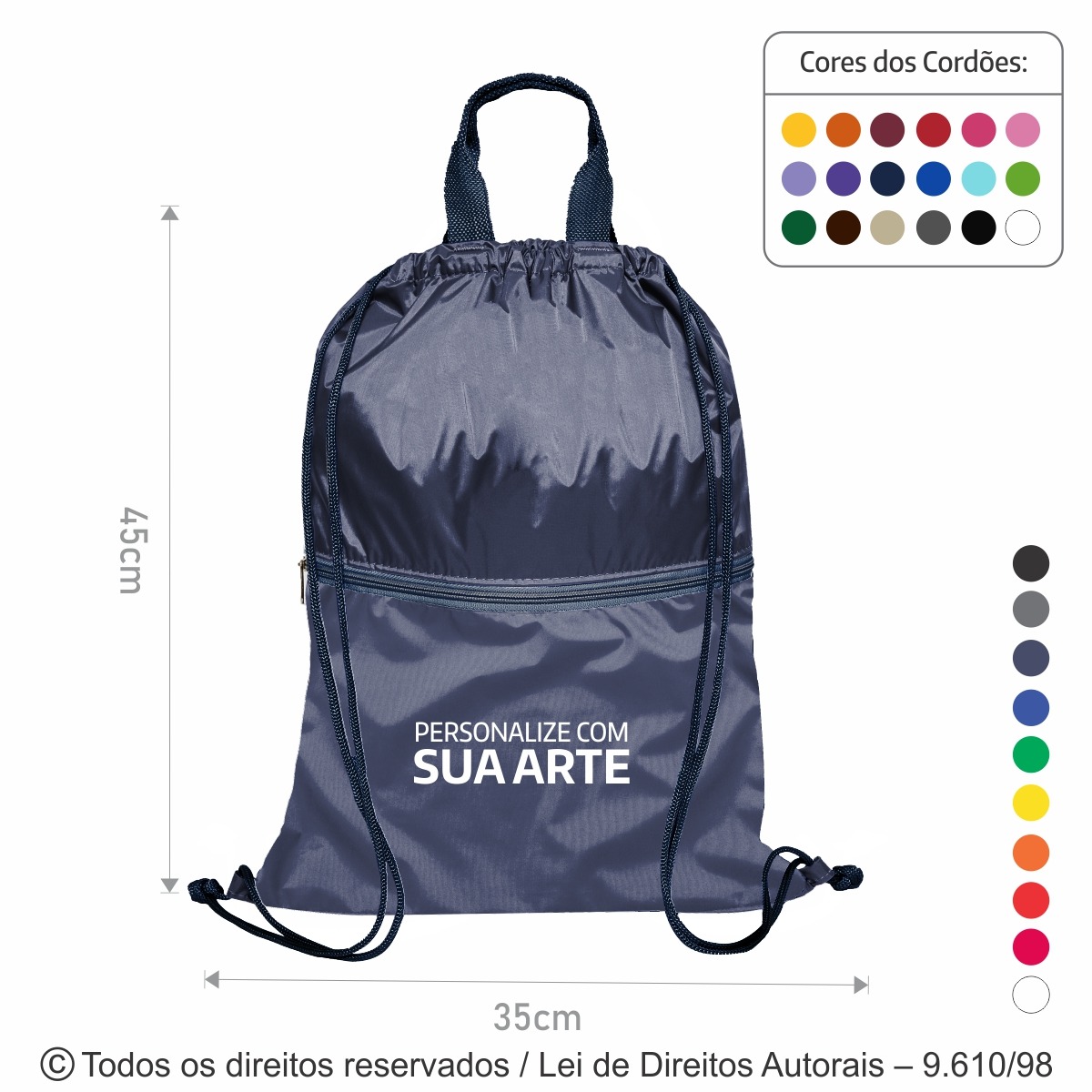 M8NR MOCHILA DE NYLON 70 RESINADO 35X45CM AZUL MARINHO