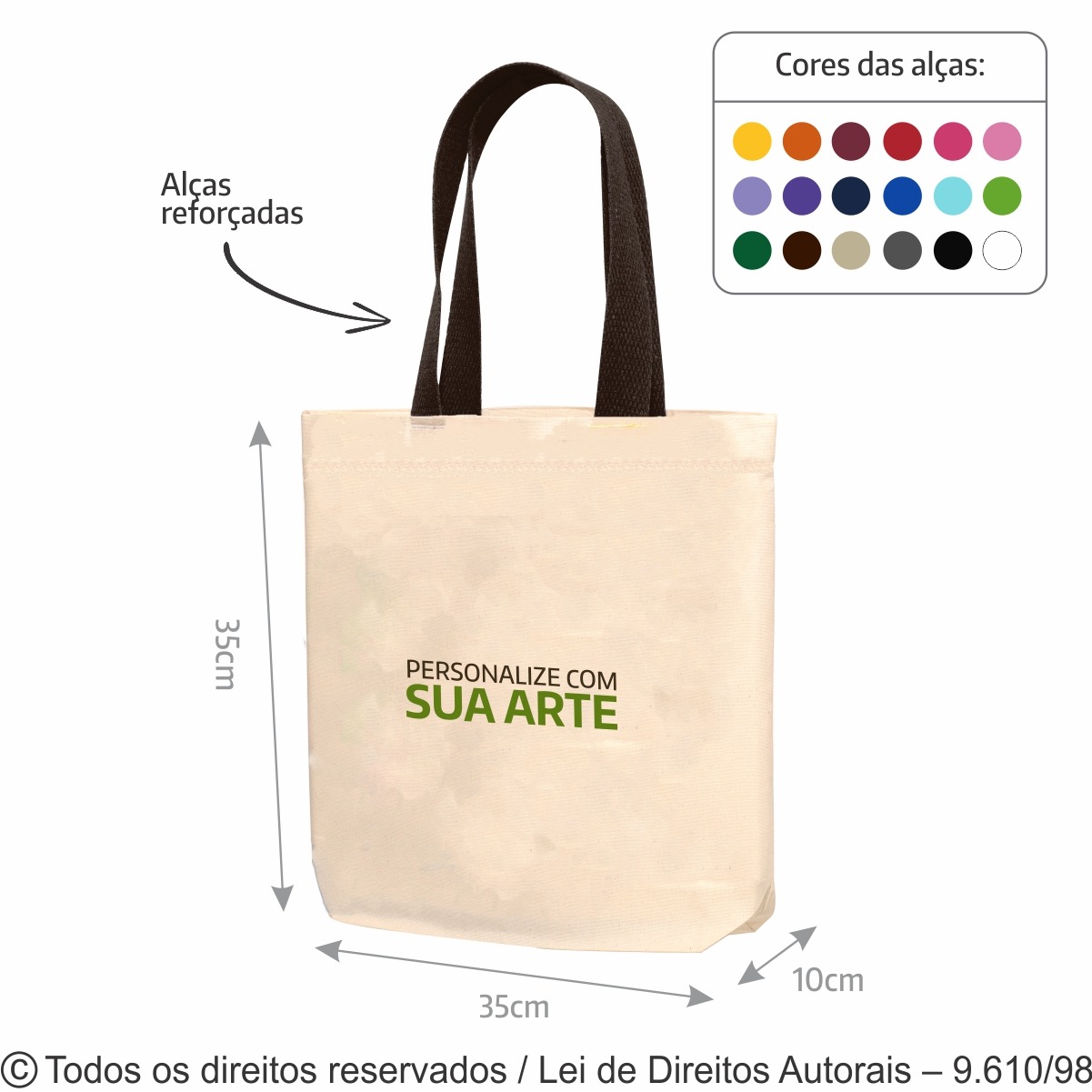 24LFC SACOLA DE LONA 240G 35X35X10CM NATURAL COM MARROM