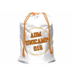 129N SACO ORGANIZADOR DE NYLON EMBORRACHADO 35X45X5,5CM BRANCO COM LARANJA
