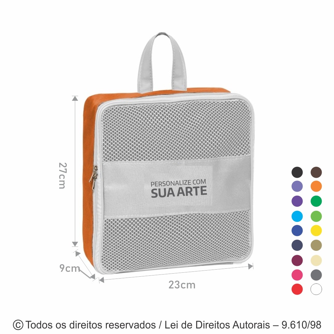 511N ORGANIZADOR DE NYLON 600 23X27X8CM LARANJA COM BRANCO