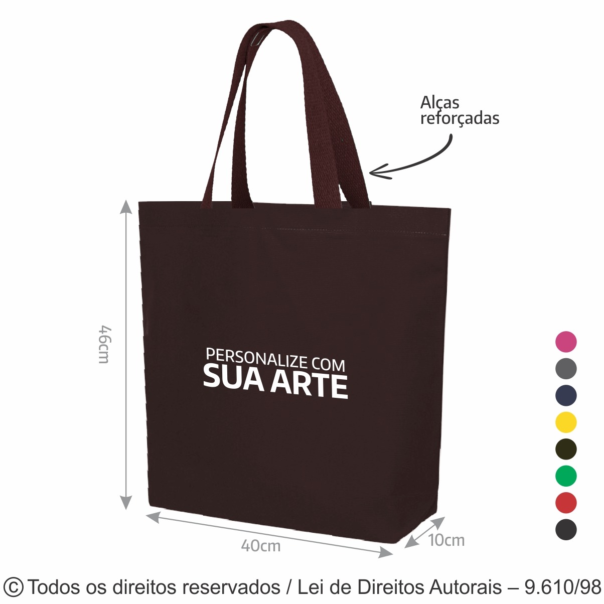 2LCFC SACOLA DE LONA COLORIDA 46X40X10CM MARROM ESCURO