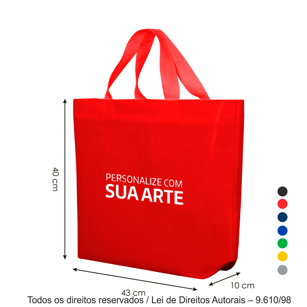 SM552 SACOLA DE TNT 80G 43X40X10CM VERMELHO