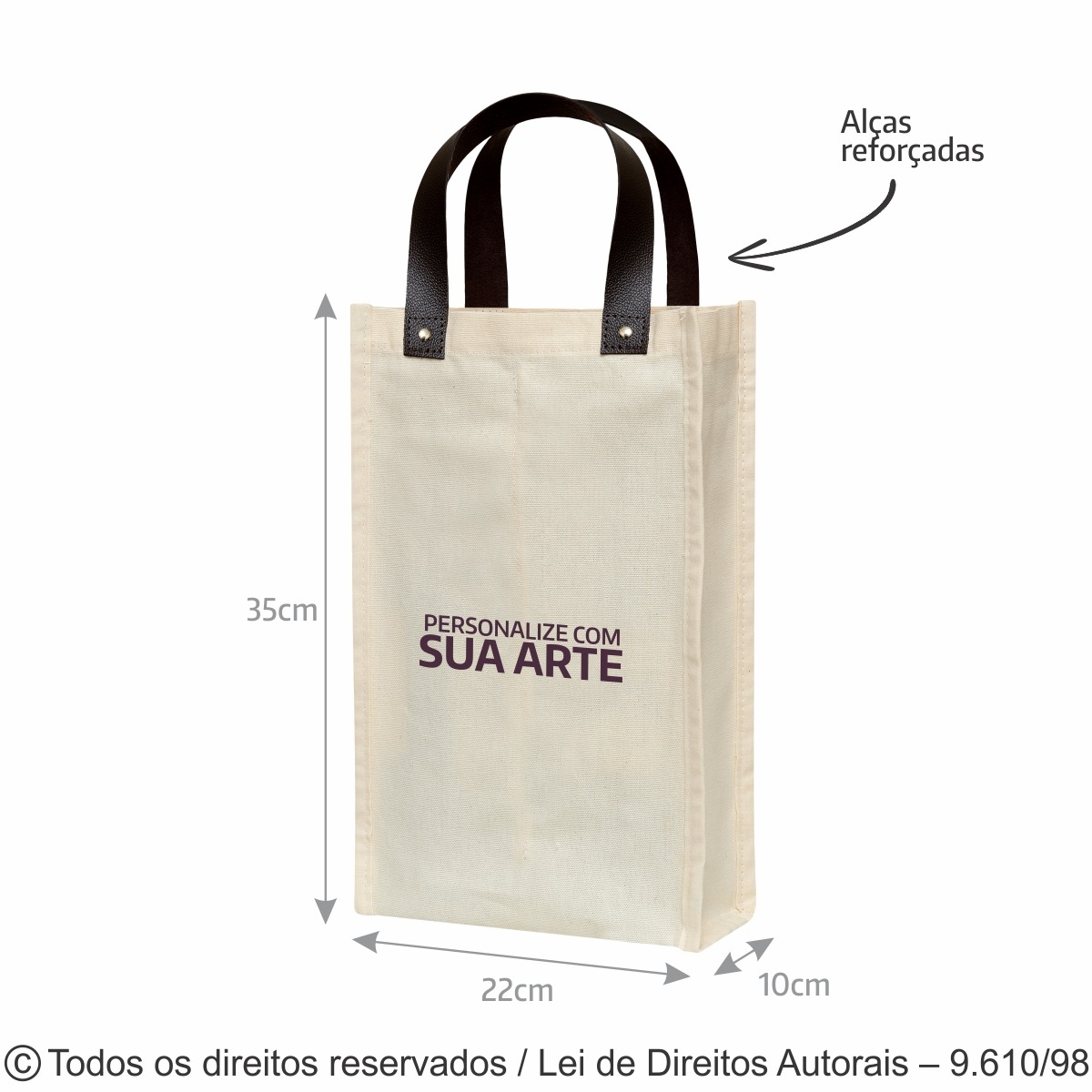 420L PORTA VINHO 2 GARRAFAS LONA 240G 22X35X10CM NATURAL