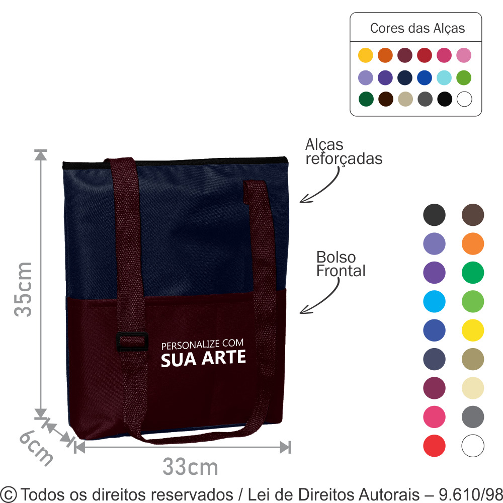 117N BOLSA TRANSVERSAL DE NYLON 600G  33X35X6CM AZUL MARINHO COM VINHO