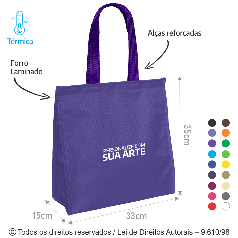 281N SACOLA TERMICA 17 LITROS NYLON 600G 33x35x15CM ROXO
