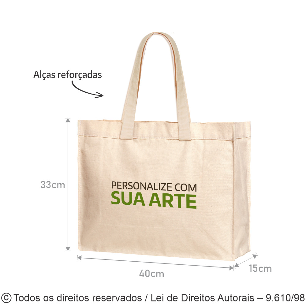 SM581 SACOLA DE LONA 240G 40x33x15CM NATURAL