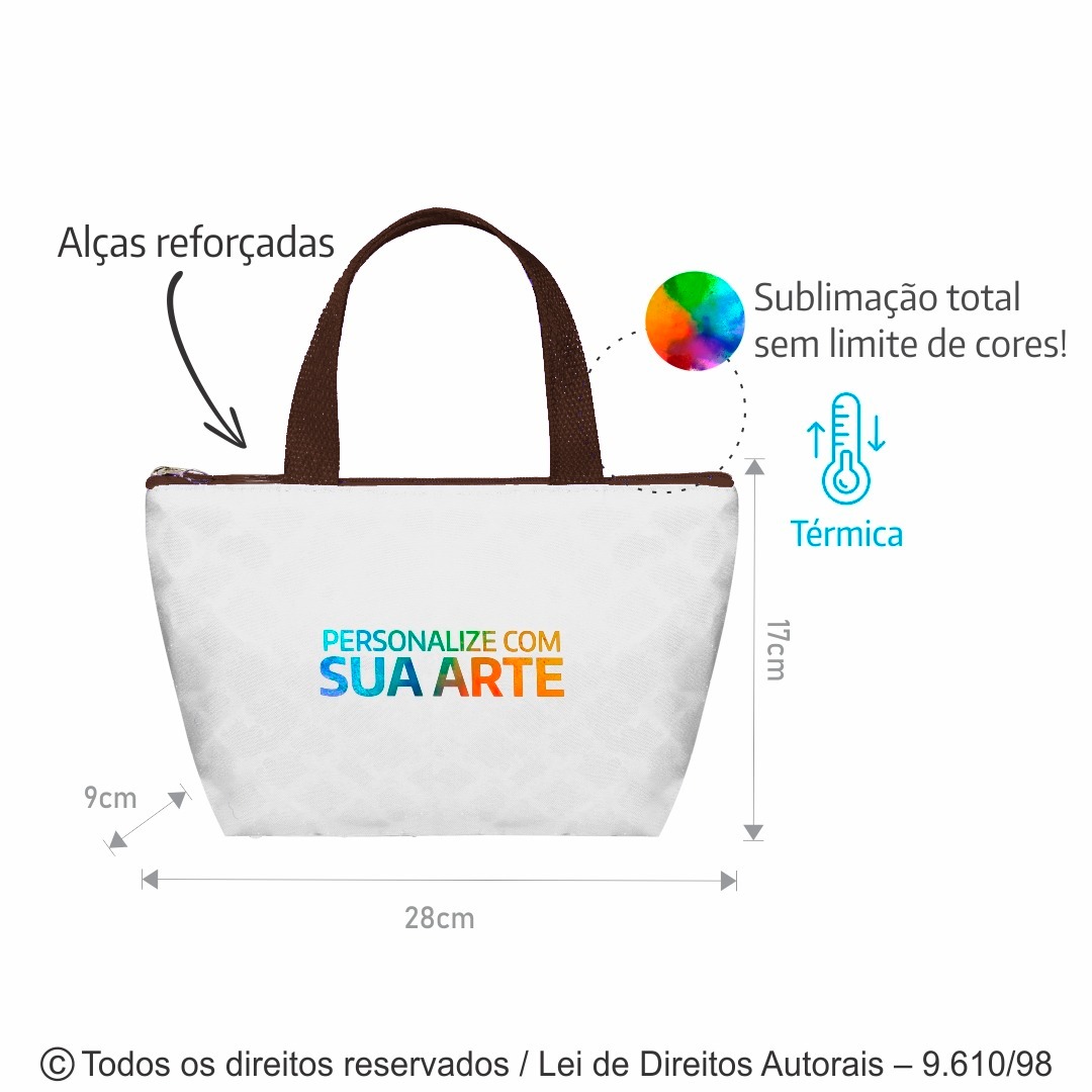 042PL BOLSA TERMICA POLIESTER 301 28X17X9CM BRANCO COM MARROM