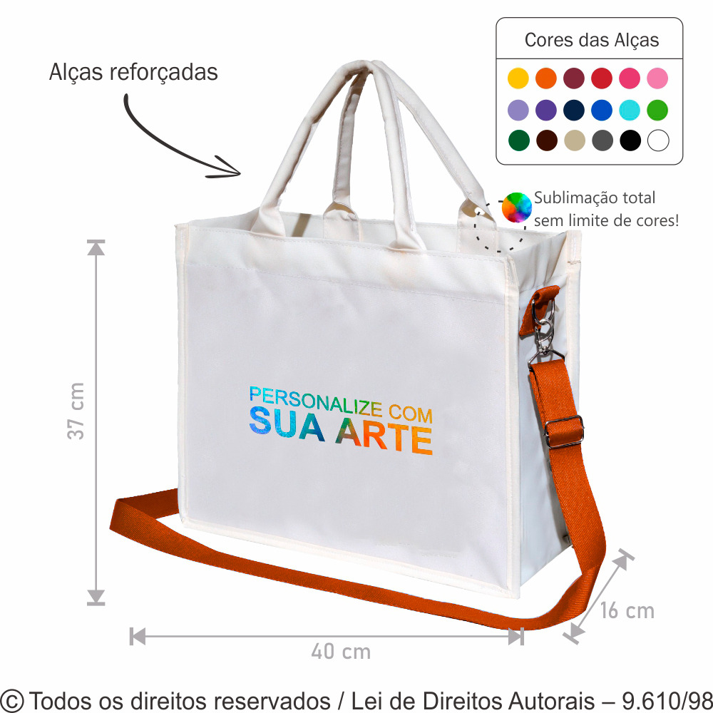 310C SACOLA DE CORDOBA 40X32X15CM BRANCO COM LARANJA