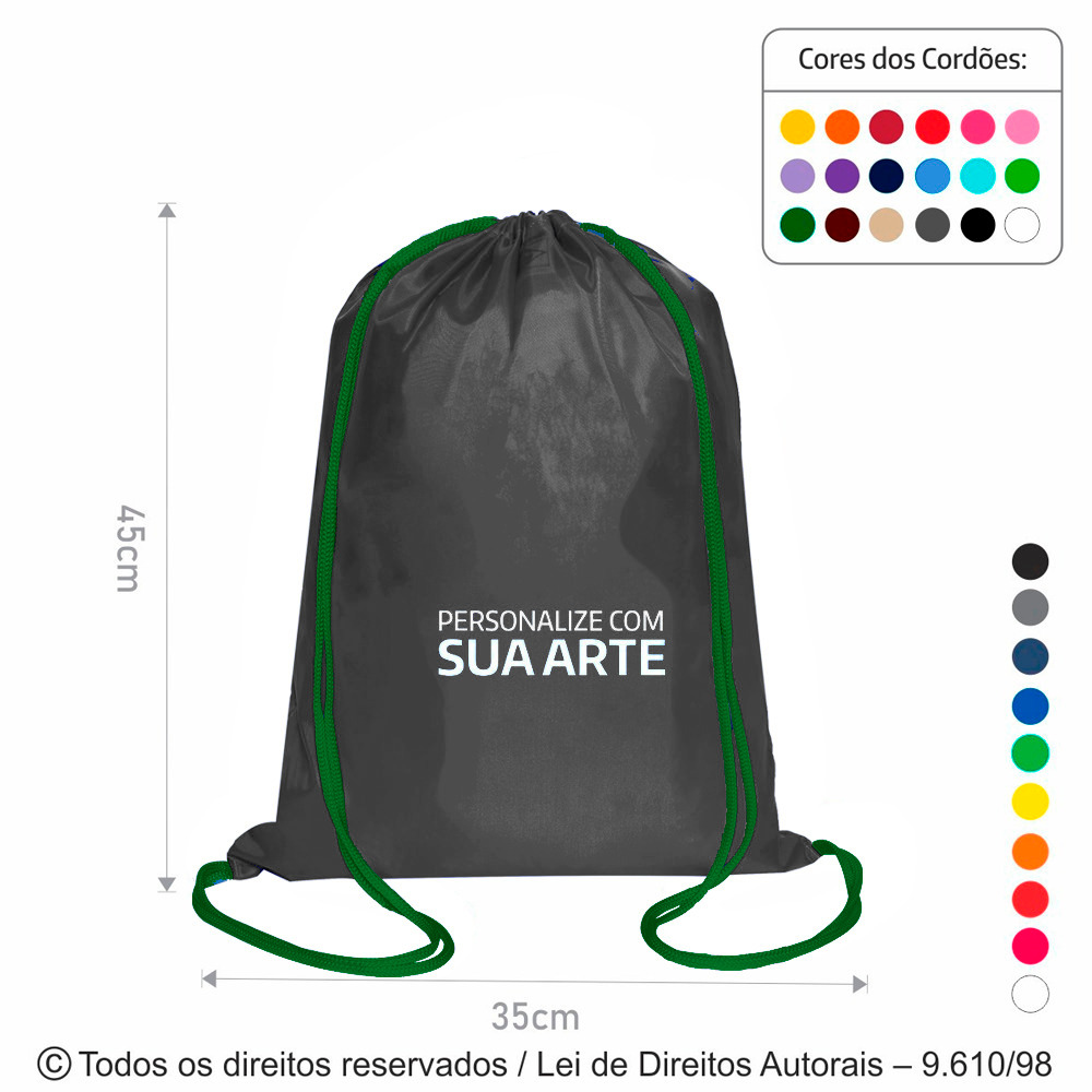 M33 MOCHILA DE NYLON 70 RESINADO 35X45CM CINZA ESCURO COM VERDE BANDEIRA