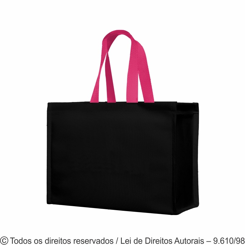 SM154 SACOLA DE NYLON 600G 40X32X20CM PRETO COM PINK