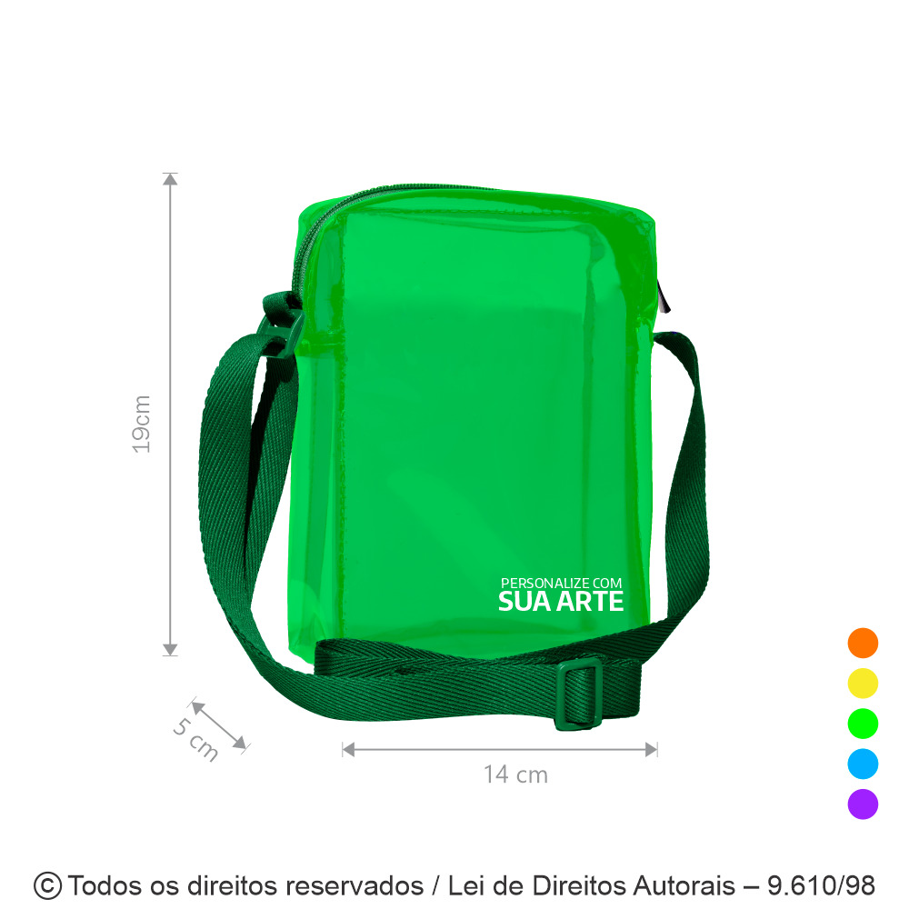 SM579 SHOULDER BAG DE PVC COLORIDO 14X19X5CM VERDE BANDEIRA
