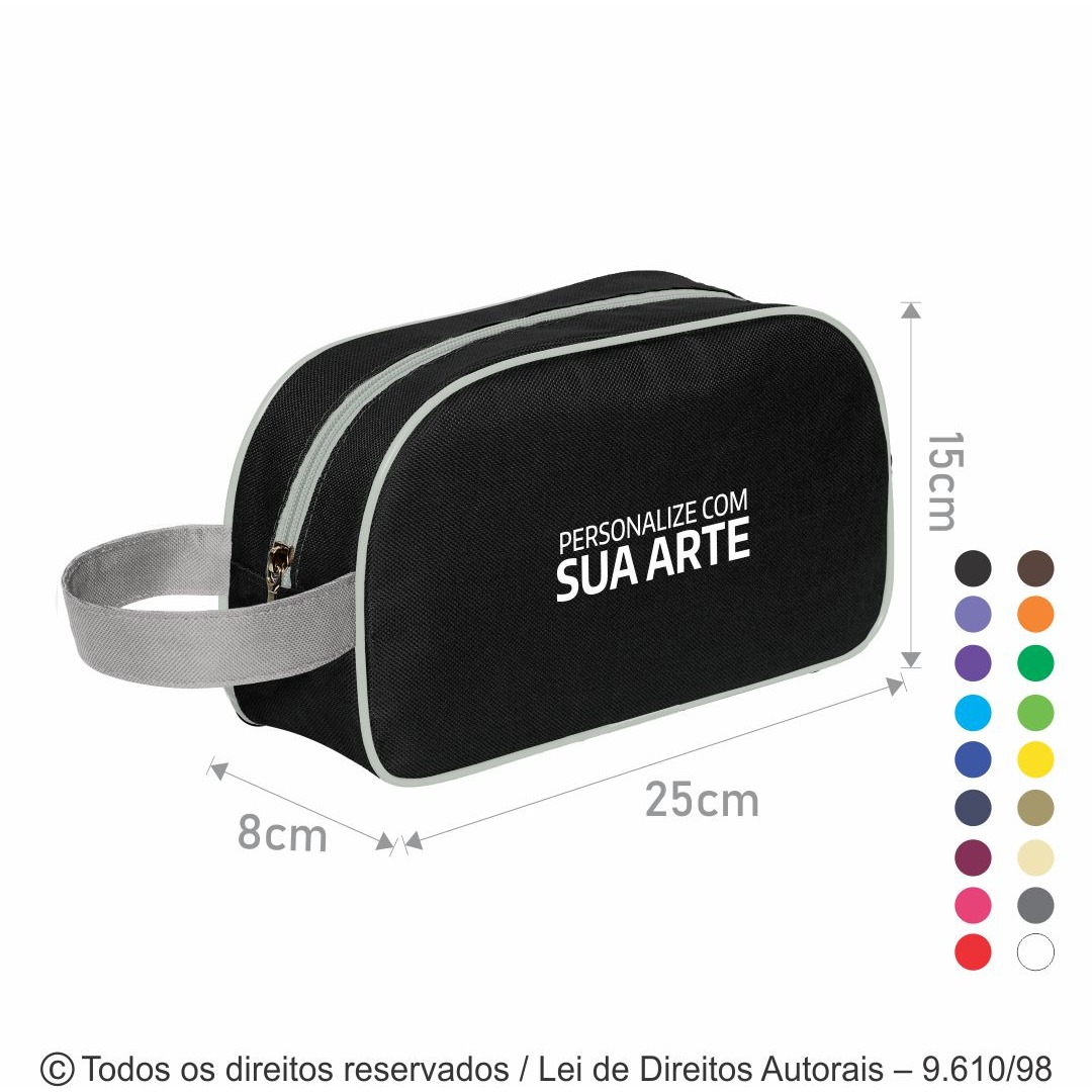 N17N NECESSAIRE DE NYLON 600G 25X15X8CM PRETO COM CINZA CLARO