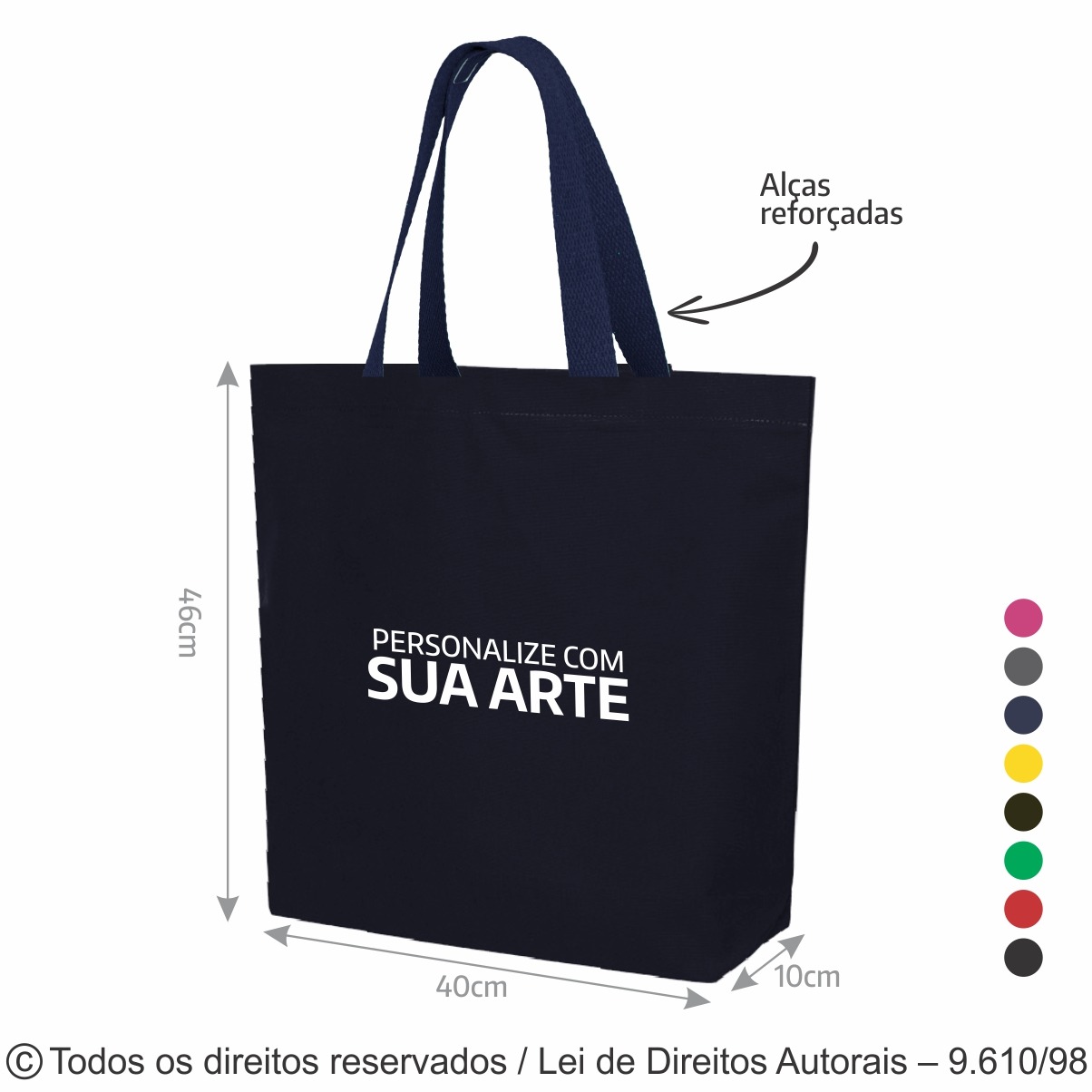 2LCFC SACOLA DE LONA COLORIDA 46X40X10CM AZUL MARINHO