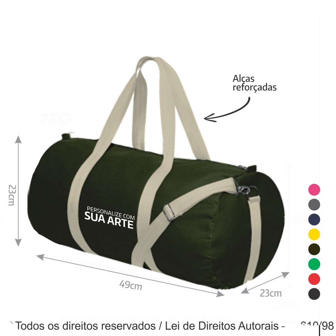 250LCFC BOLSA DE LONA COLORIDA 240G 49X23X23CM VERDE MUSGO COM CRU