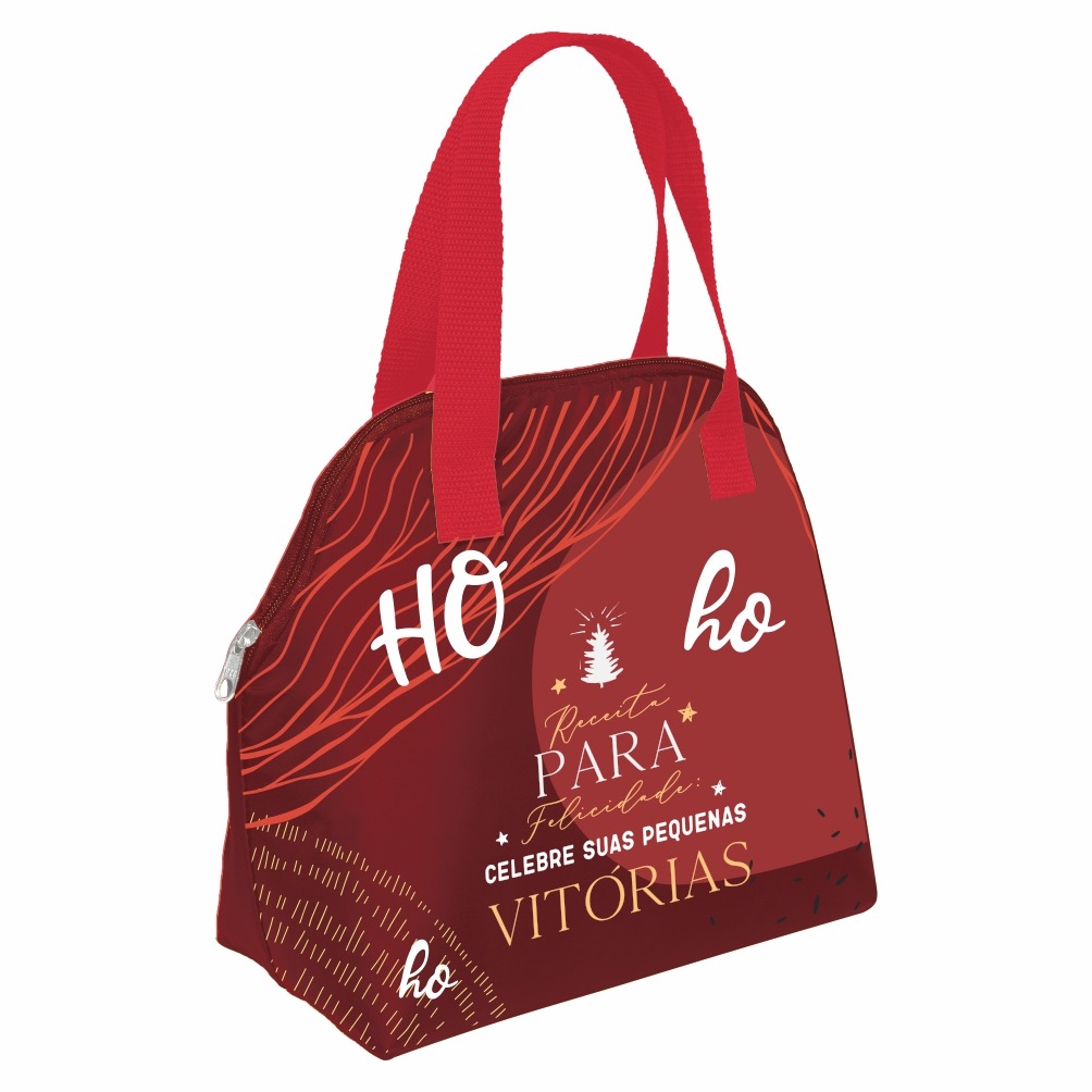 135PL SACOLA TERMICA 3,5 LITROS EM POLIESTER 301 36X25X14CM BRANCO COM VERMELHO