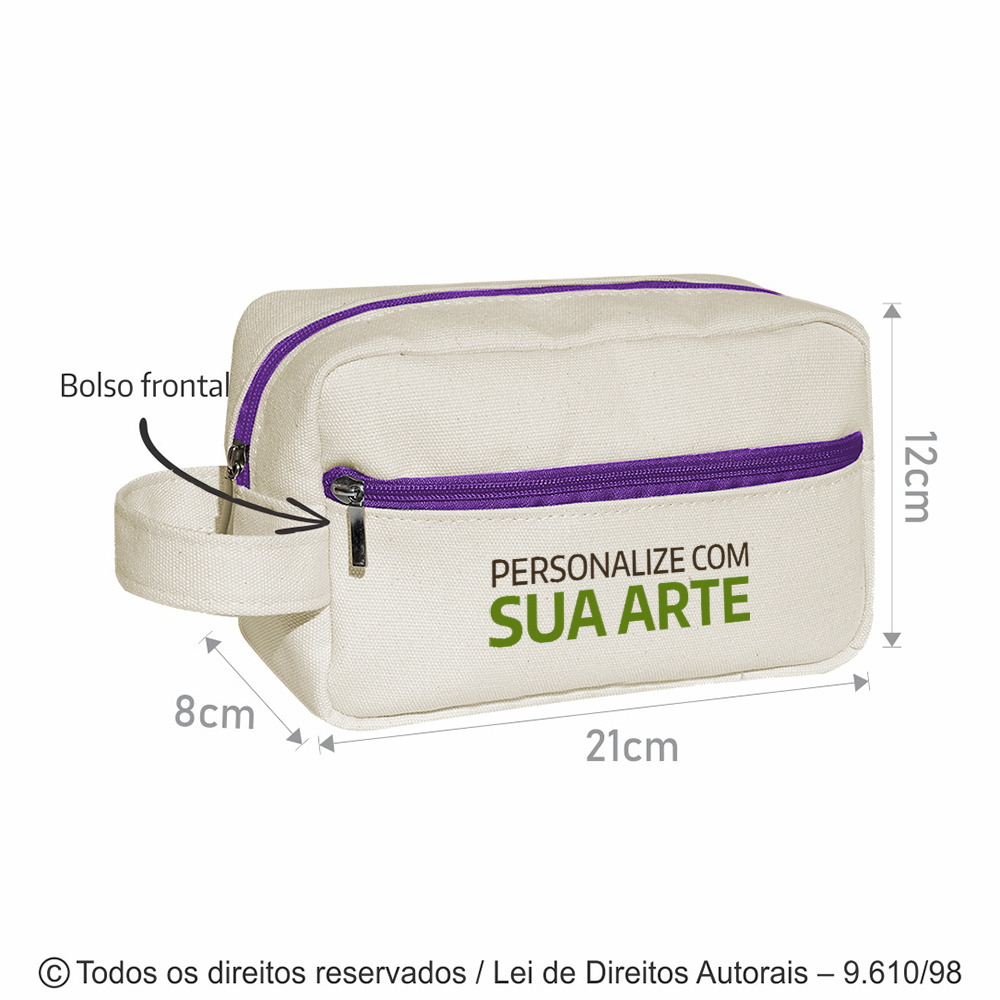 N92LP NECESSAIRE DE LONA 410G 21X12X8CM NATURAL COM ROXA