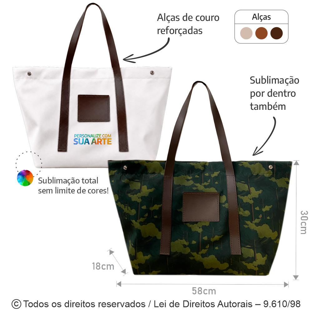 SM583 BOLSA DE TECIDO CORDOBA  58X30X18CM BRANCO MARROM CAFE