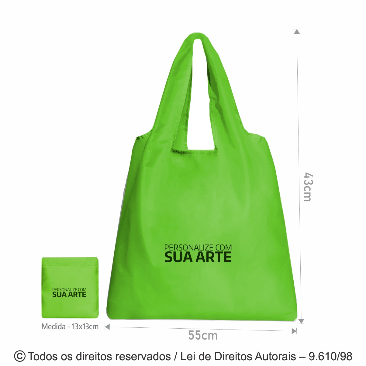 276N SACOLA DOBRAVEL NYLON 70 RESINADO 50X41CM VERDE MACA