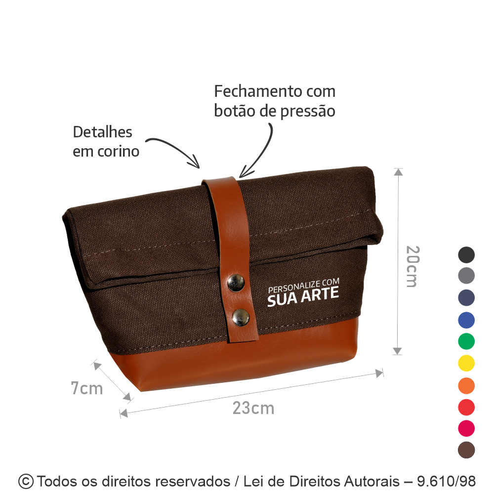 N108LC NECESSAIRE DE LONA 410G 23X20X7CM MARROM COM CARAMELO