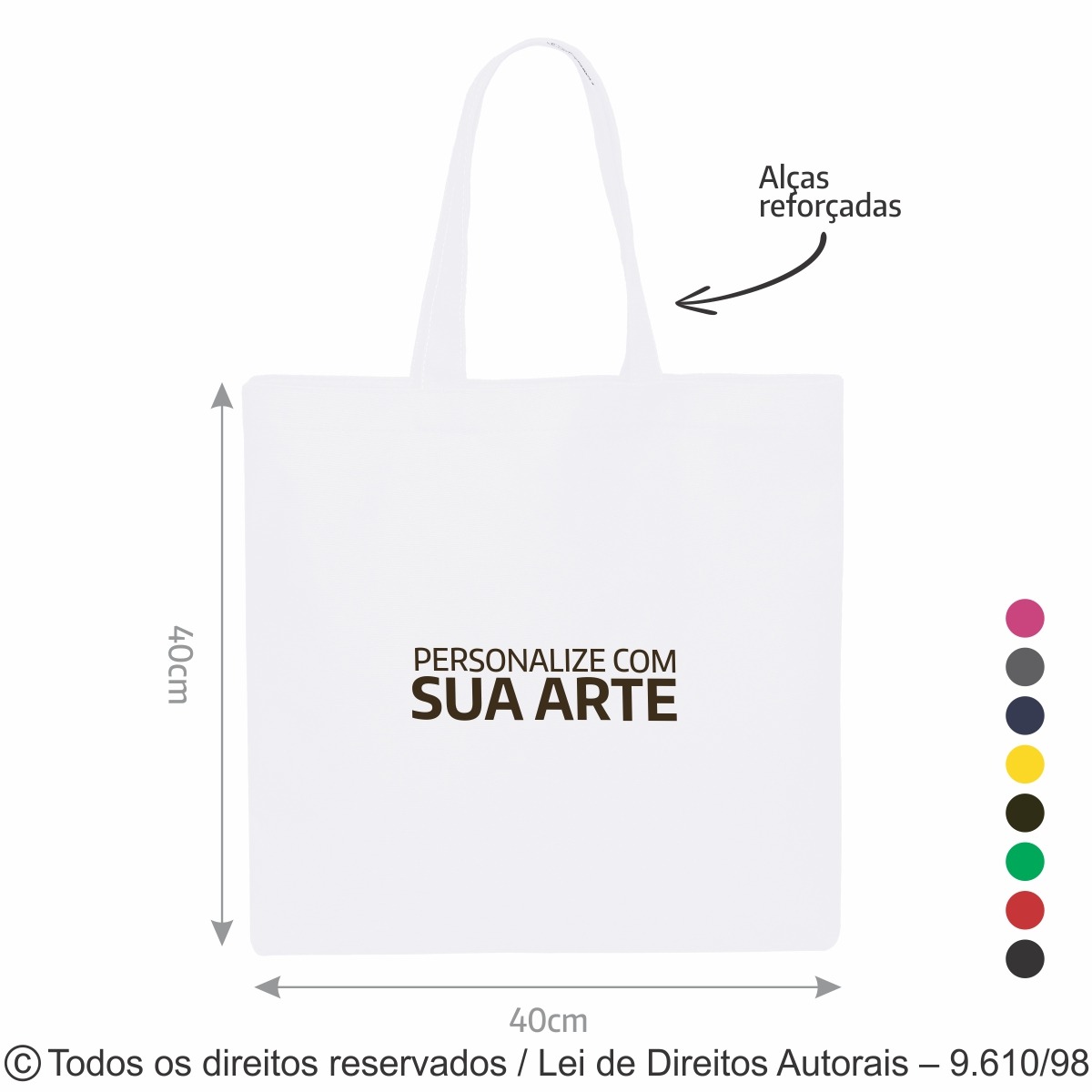 5LC SACOLA DE LONA COLORIDA 40X40CM BRANCO