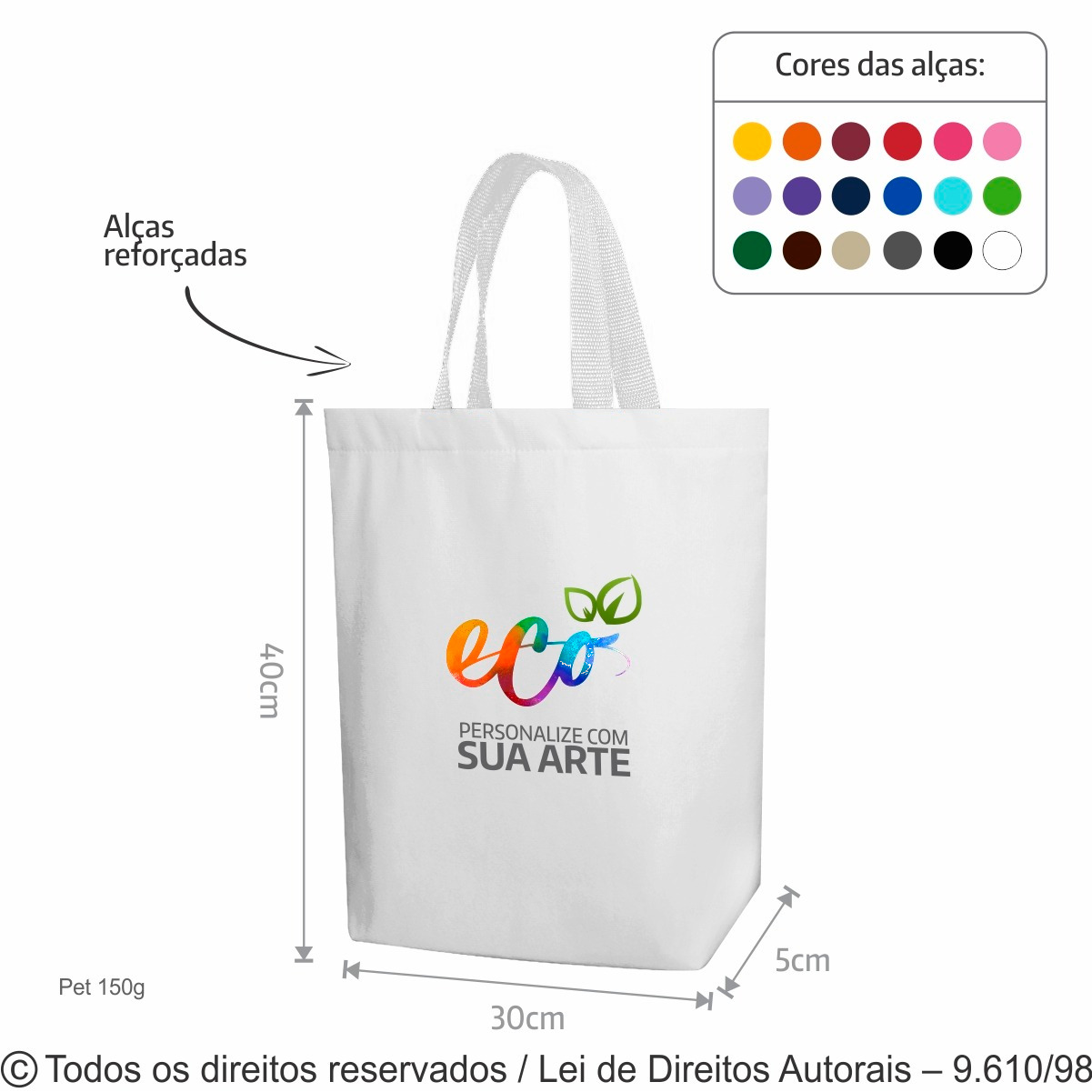 171PFC SACOLA DE PET 150G 30X40X5CM BRANCO COM BRANCO