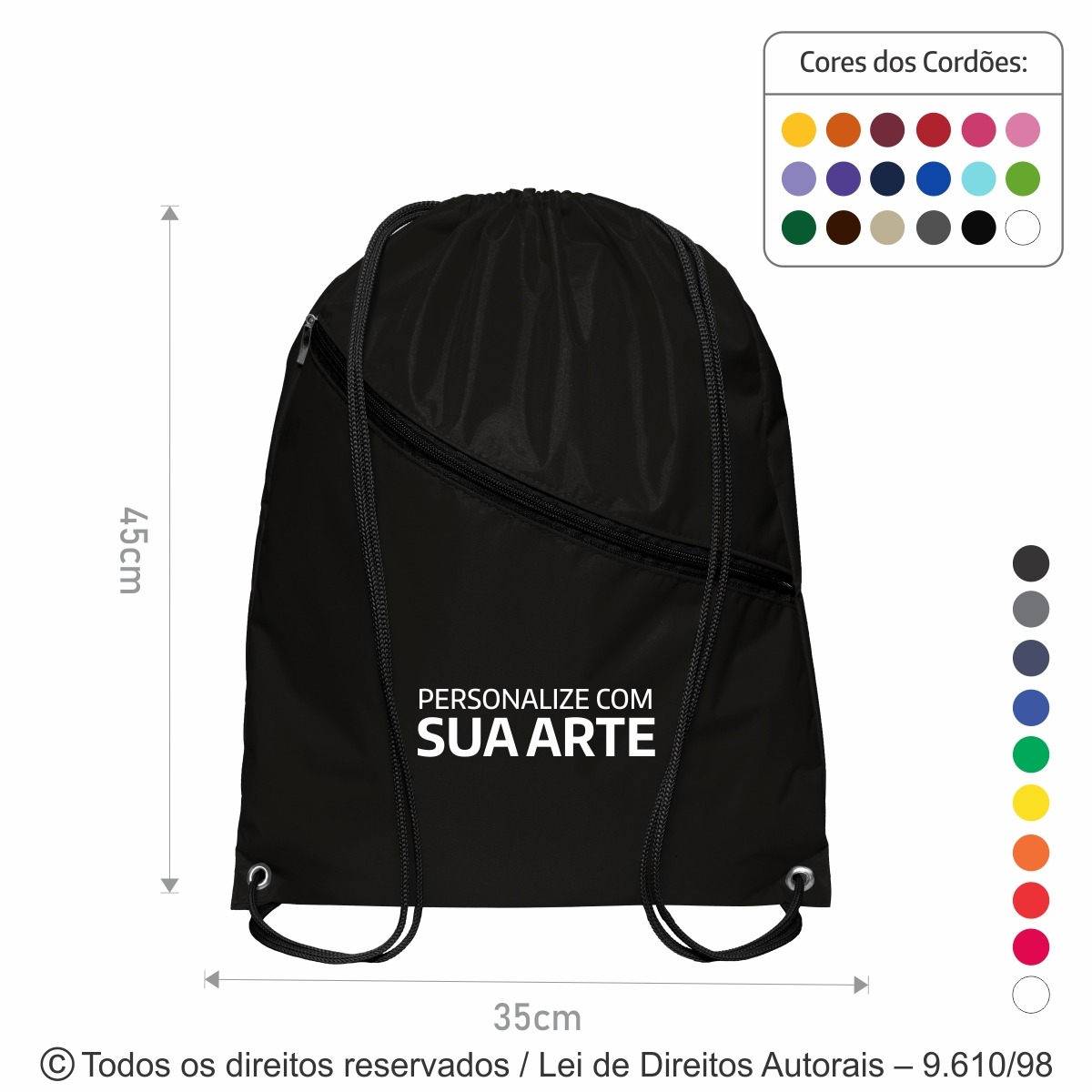 M14 MOCHILA DE NYLON EMBORRACHADO 35X45CM PRETO