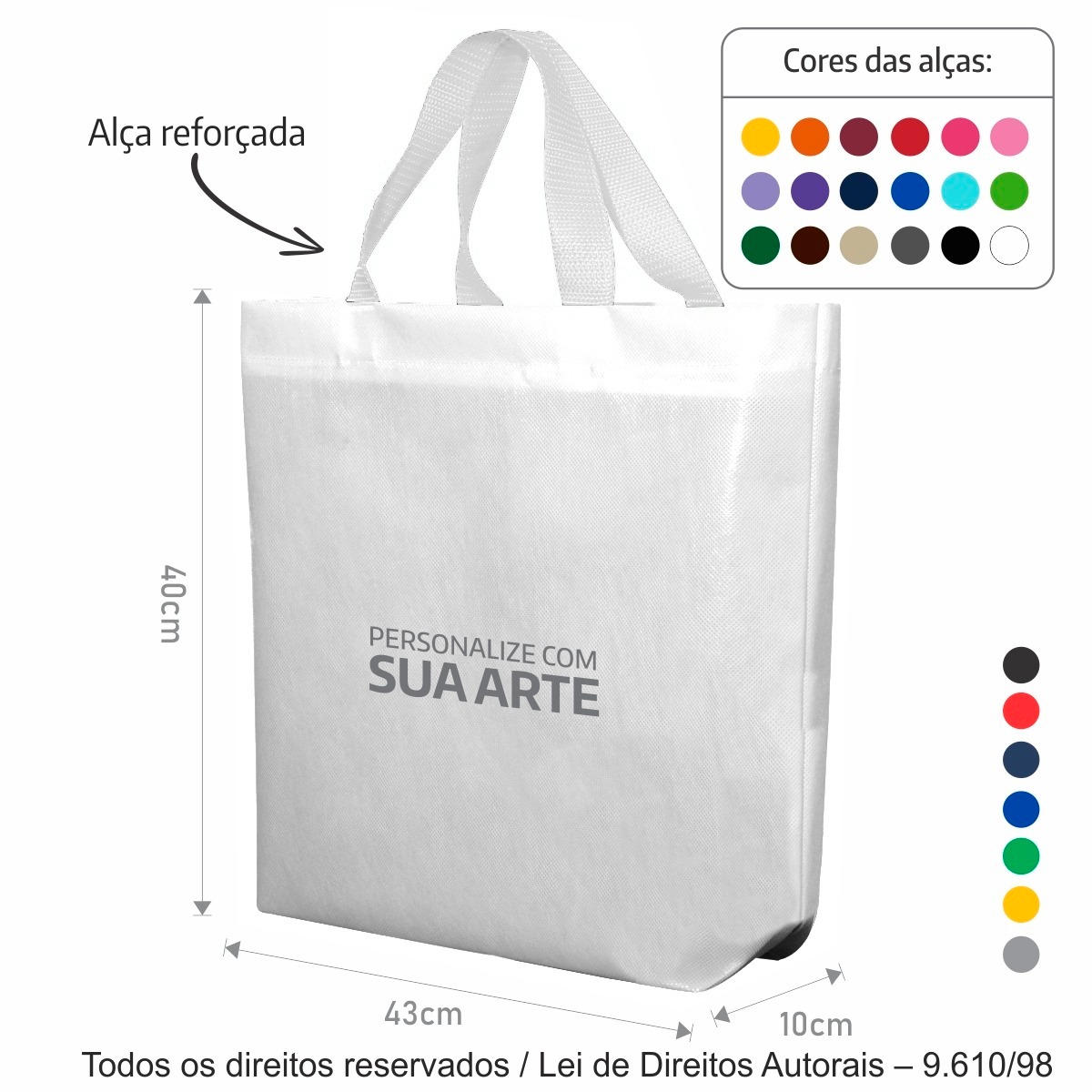 2T2 SACOLA DE TNT 60G 43X40X10CM BRANCO