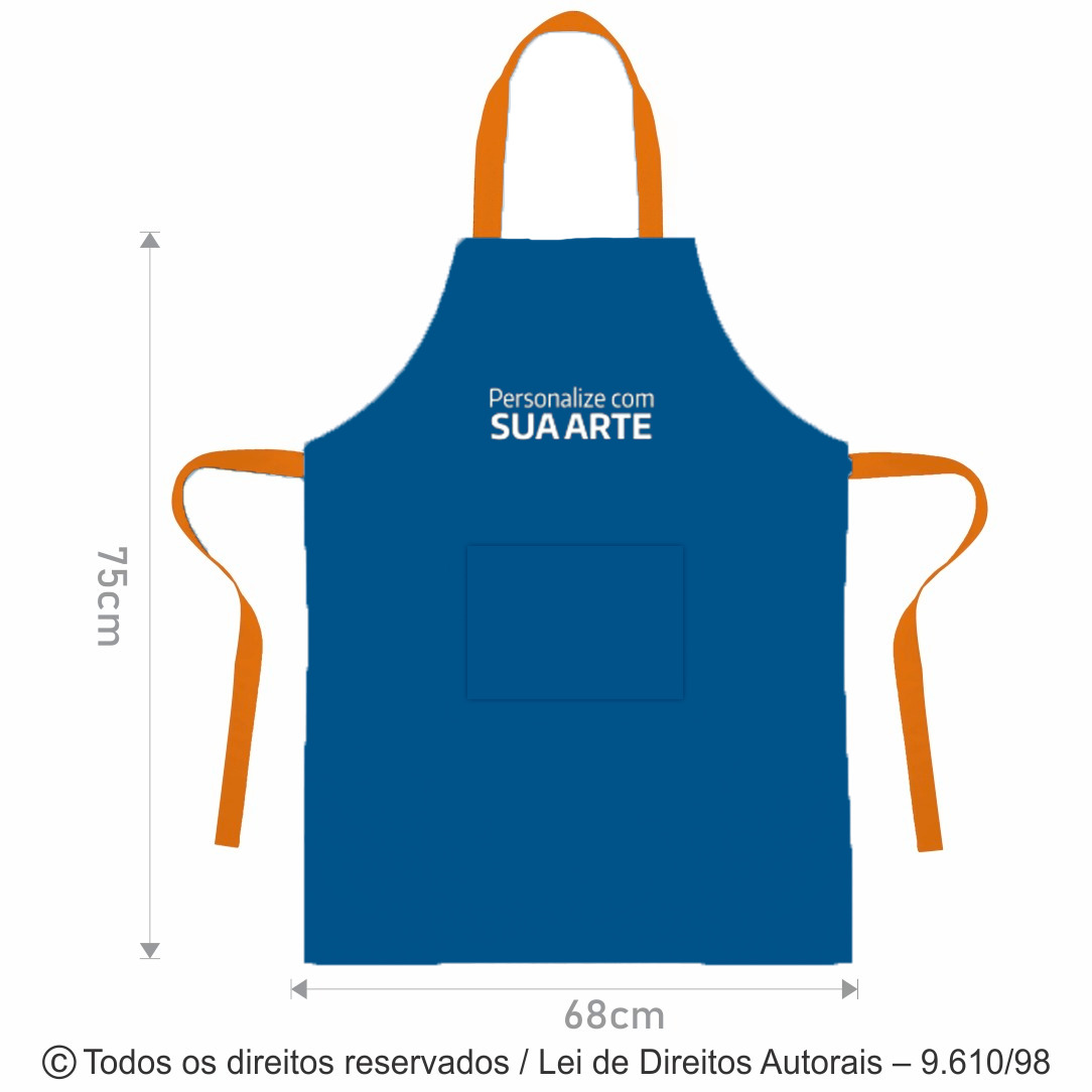 AV20 AVENTAL GRANDE DE OXFORD 68X75CM AZUL CERAMIC COM LARANJA
