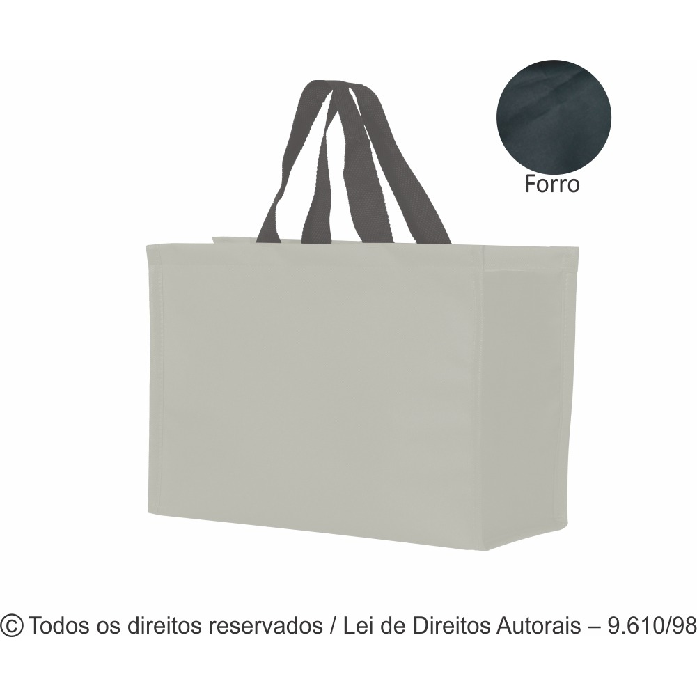 SM436 SACOLA DE NYLON 600G COM FORRO EM NYLON 70 40X32X20CM CINZA CLARO COM CINZA ESCURO