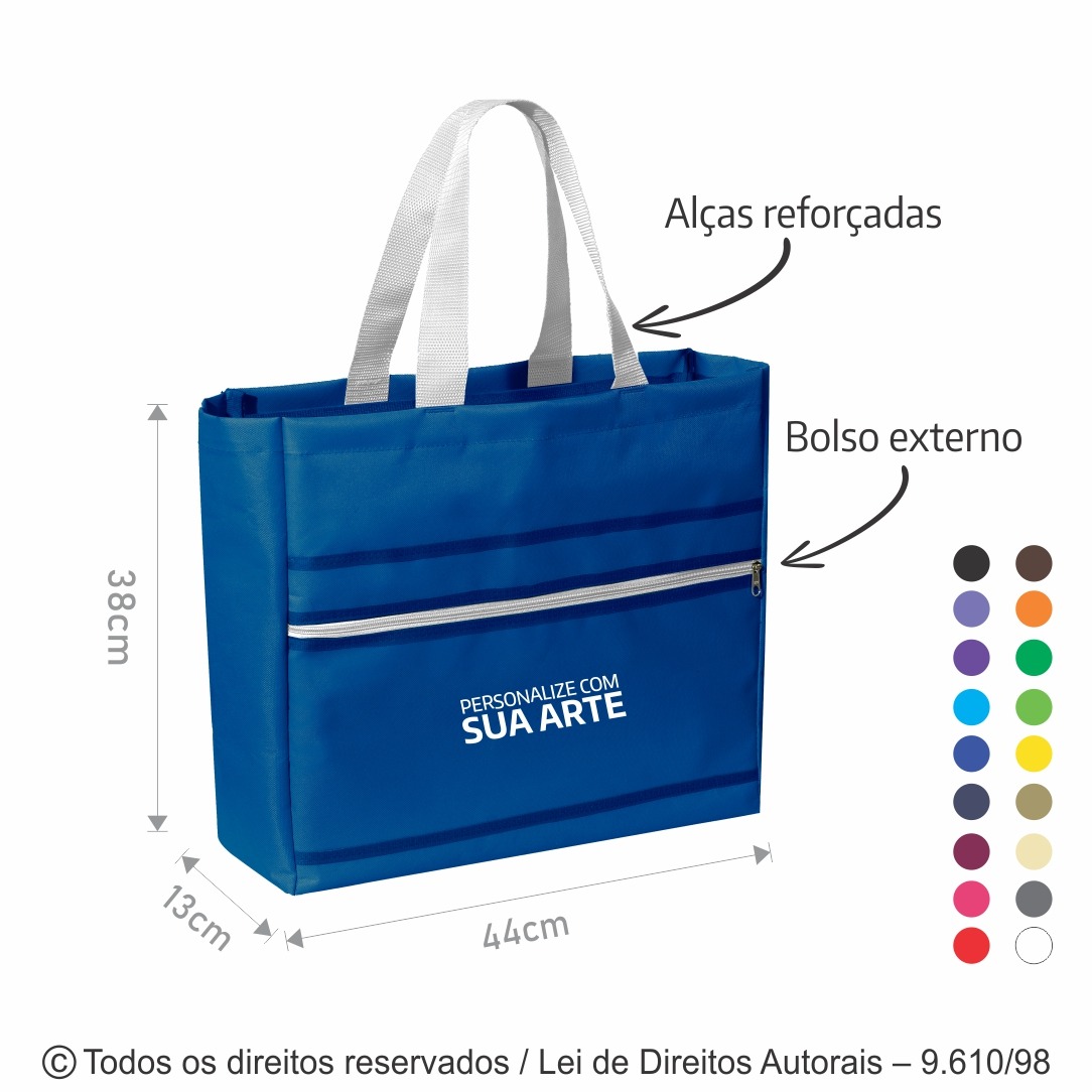105N SACOLA DE NYLON 600G 44X38X13CM AZUL ROYAL COM BRANCO
