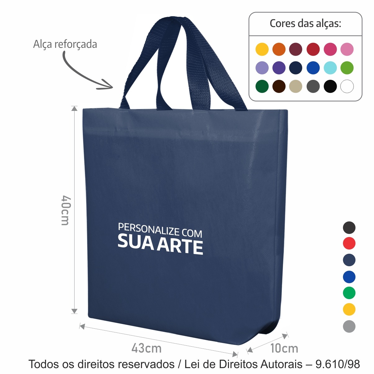 7T SACOLA DE TNT 80G 43X40X10CM AZUL MARINHO