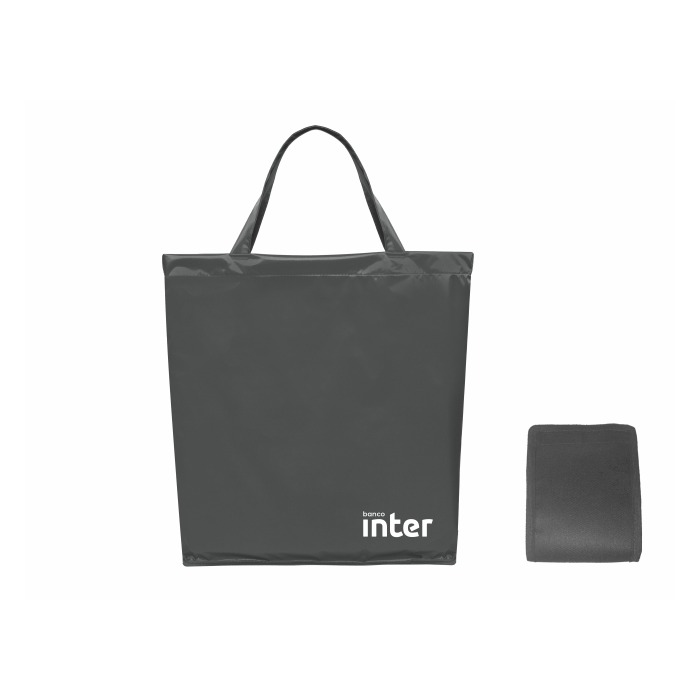 169N SACOLA DOBRAVEL NYLON 70 RESINADO 43X40X12CM BRANCO COM CINZA ESCURO