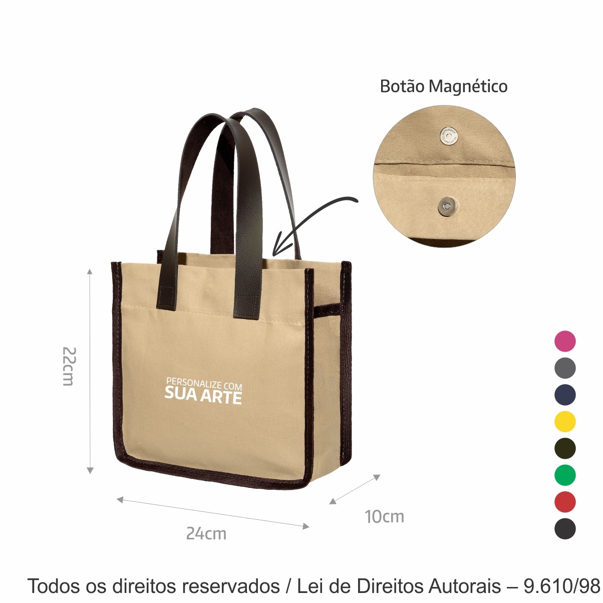 32LC MINE ECOBAG DE LONA COLORIDA 24X22X10CM BEGE CO MARROM