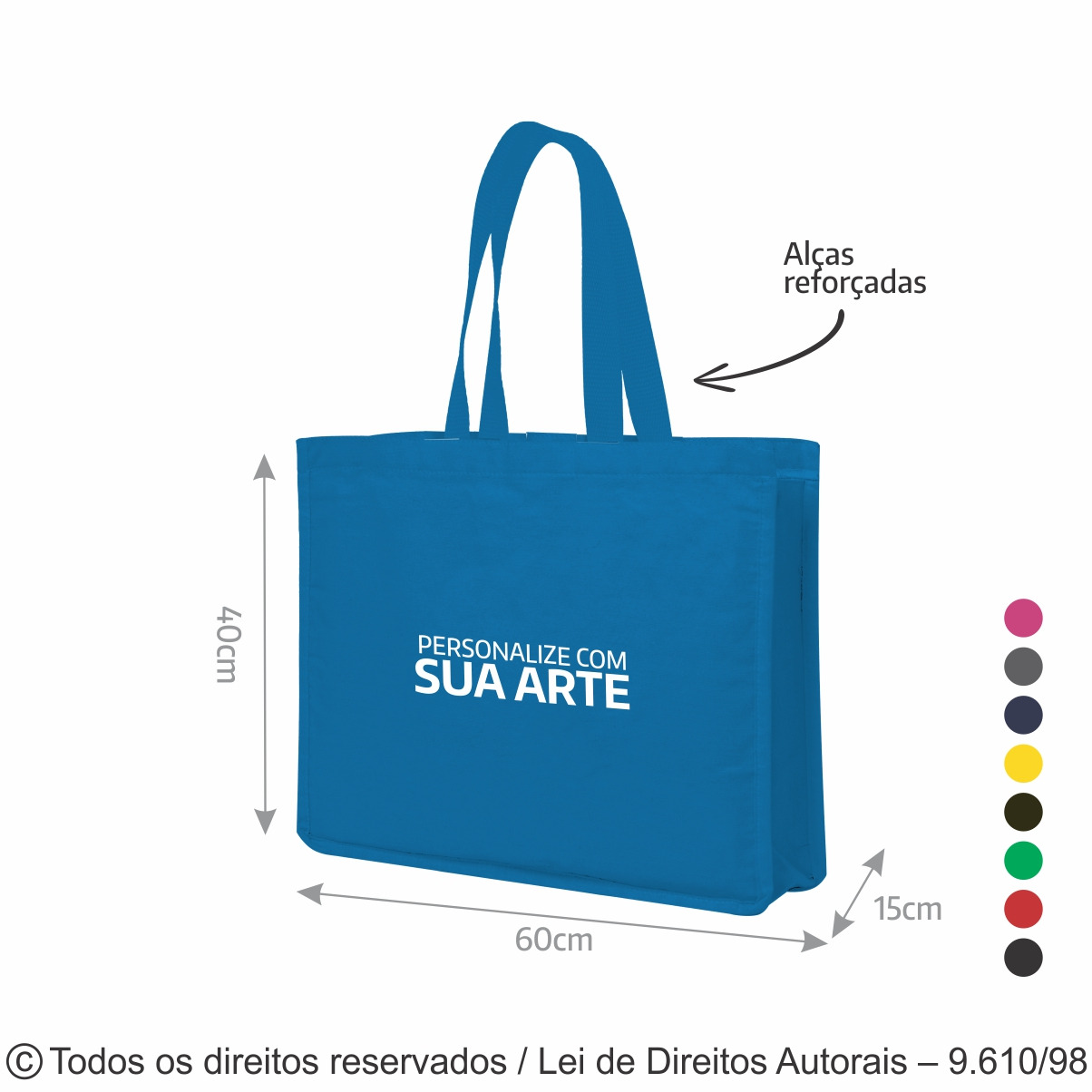 SM513 SACOLA DE LONA COLORIDA 60X40X15CM AZUL TURQUESA