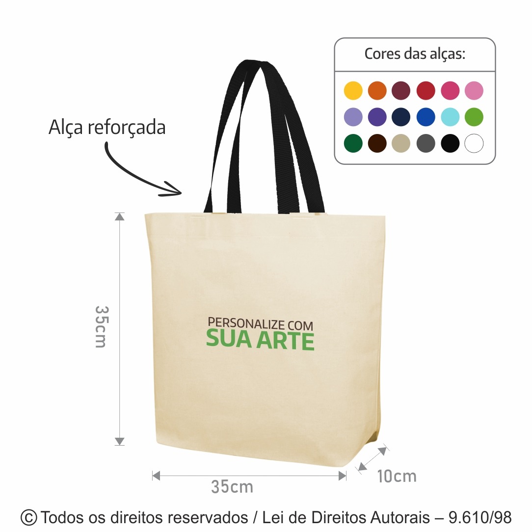 24AFC SACOLA DE ALGODAO 160G 35X35X10CM NATURAL COM PRETO