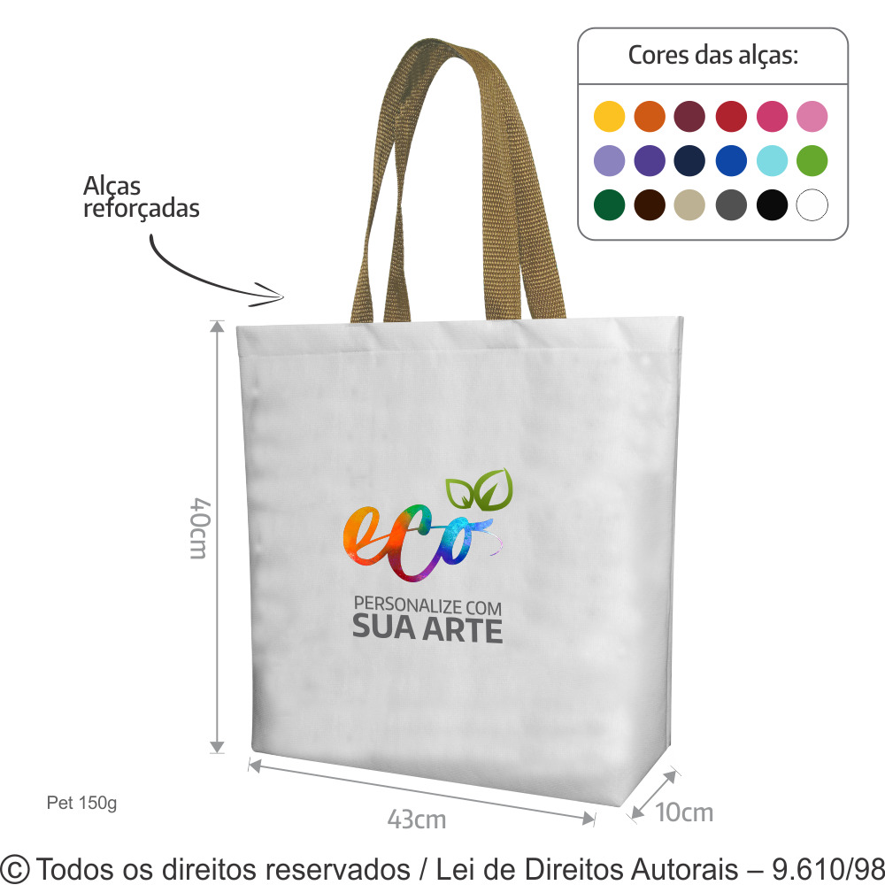 161PFC  SACOLA DE PET 150G  43X40X10CM BRANCO COM RAMI