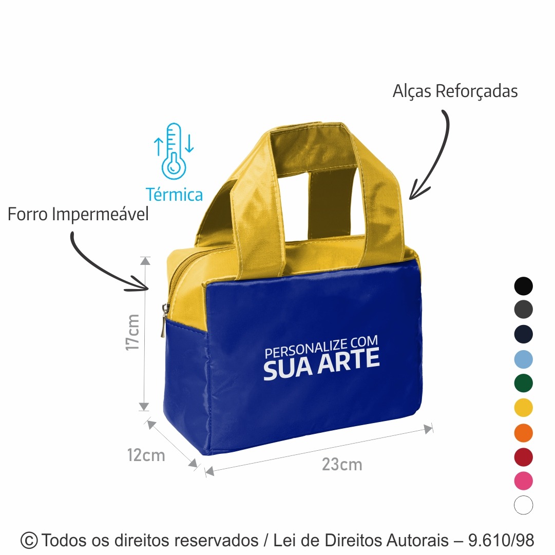 210N BOLSA TERMICA 4,6 LITROS EM NYLON 70 PVC 23X17X12CM ROYAL COM AMARELO