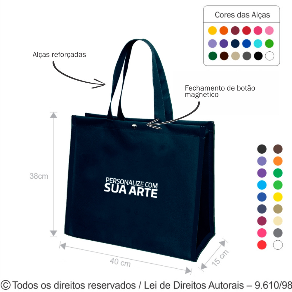 SM564 SACOLA DE OXFORD DUBLADO 40X38X15CM AZUL MARINHO