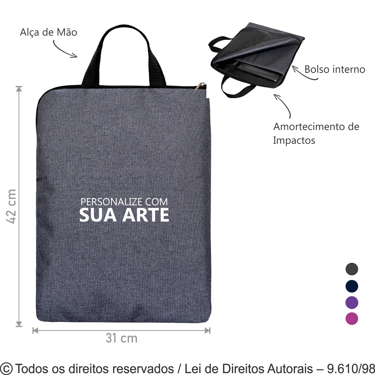 212M PORTA NOTEBOOK TECIDO MESCLA 29X39CM CINZA ESCURO