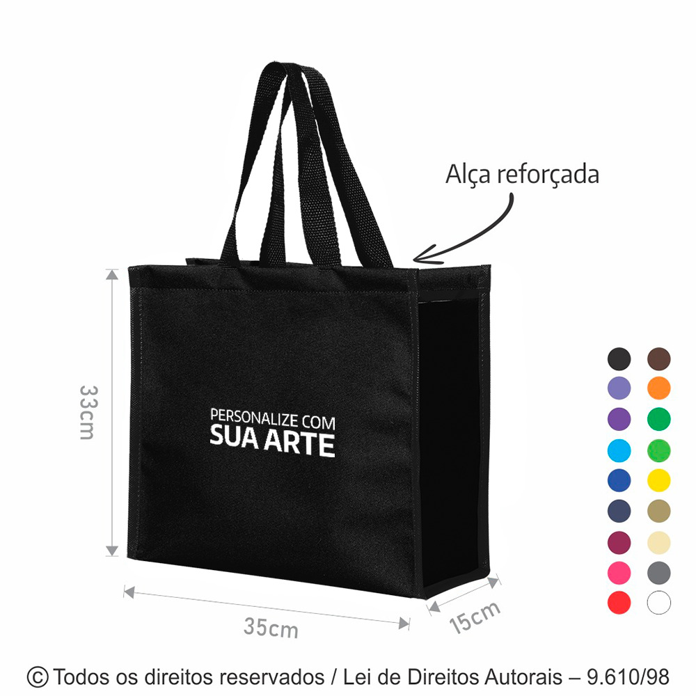 SM386 SACOLA DE NYLON 600G 35X33X15CM PRETO