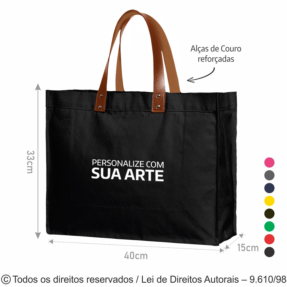 260LC SACOLA DE LONA 240G 40x33x15CM PRETO COM CARAMELO