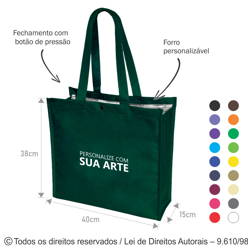 320N SACOLA DE NYLON 600G 40X38X15CM VERDE PROFUNDO