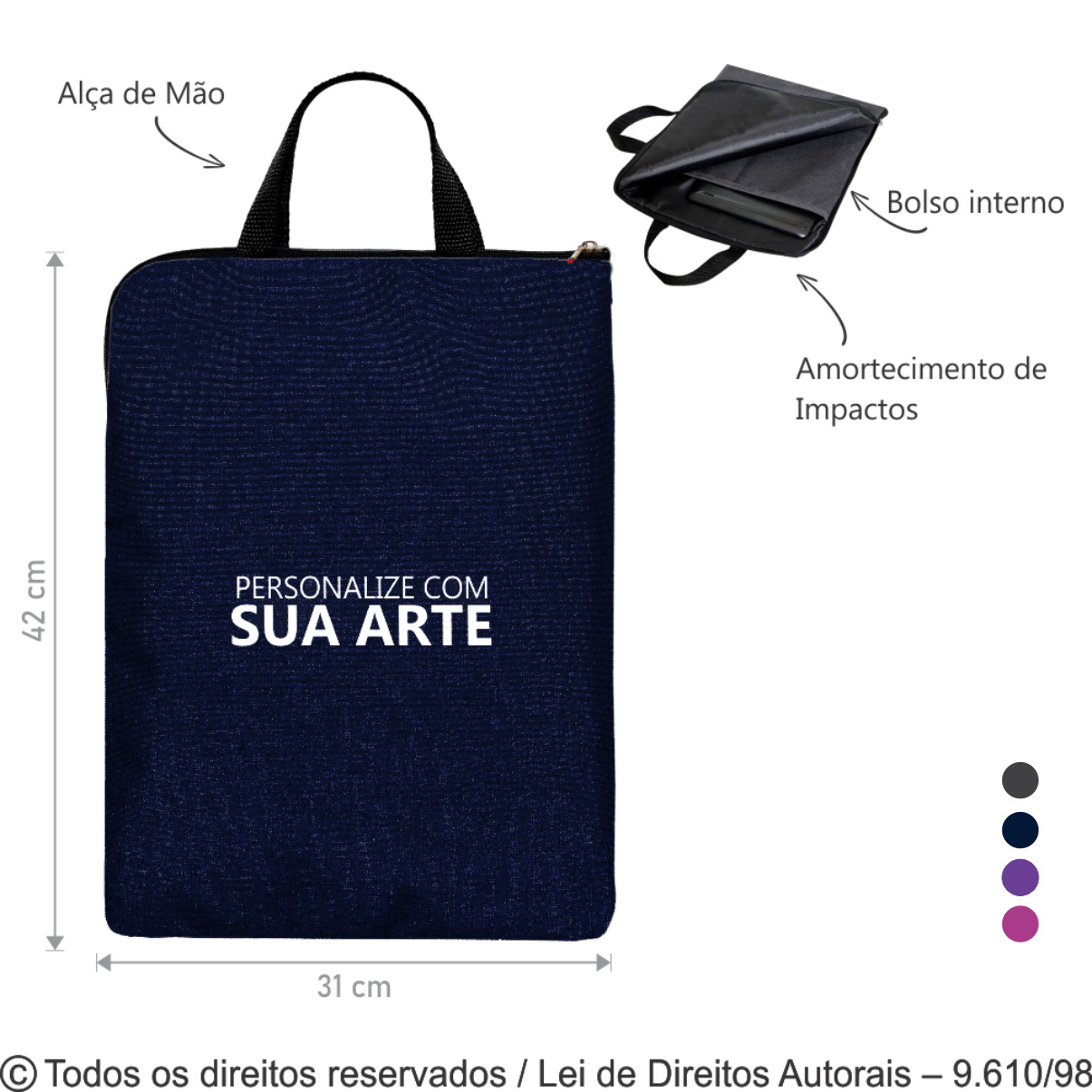 212M PORTA NOTEBOOK TECIDO MESCLA 29X39CM AZUL MARINHO