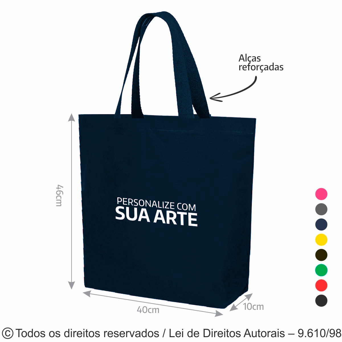 2LC SACOLA DE LONA COLORIDA 46X40X10CM AZUL MARINHO