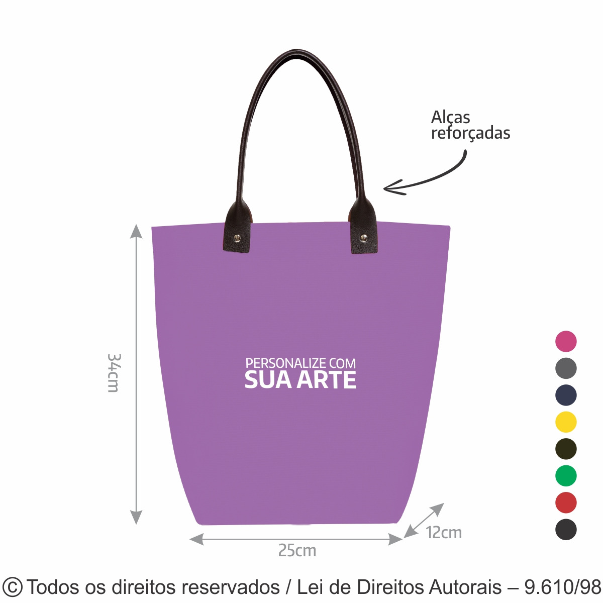 188LCB SACOLA DE LONA COLORIDA ALCA DE CORINO 35X34X12CM LILAS