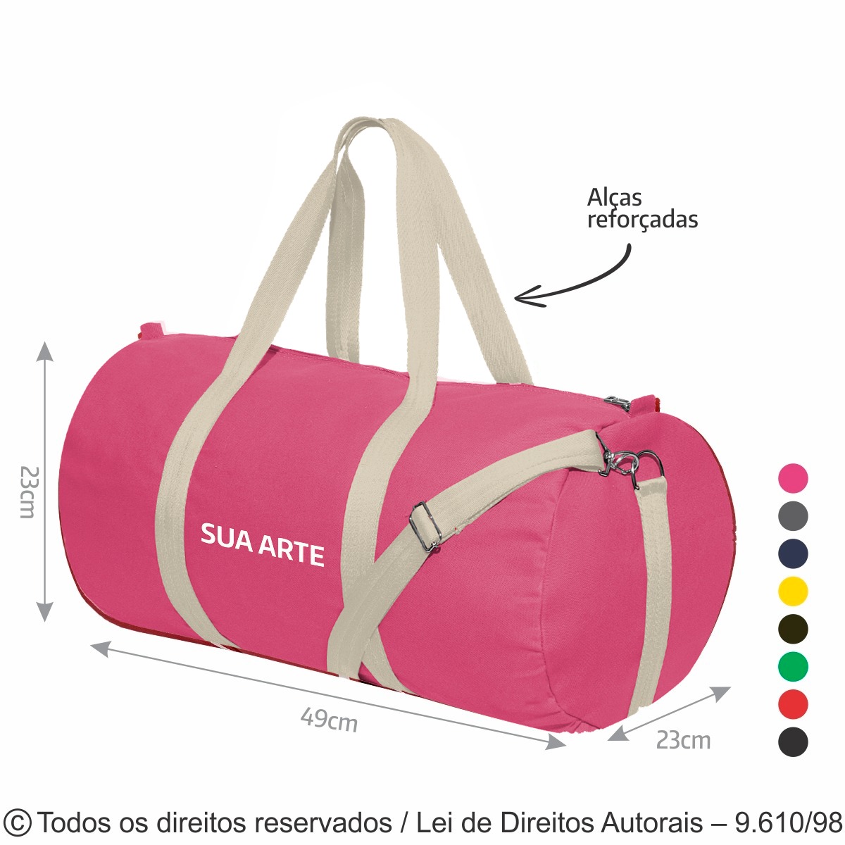 SM507 BOLSA DE LONA COLORIDA 240G 49X23X23CM PINK