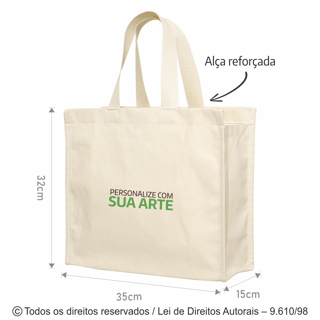 3L SACOLA DE LONA 240G 35X33X15CM NATURAL