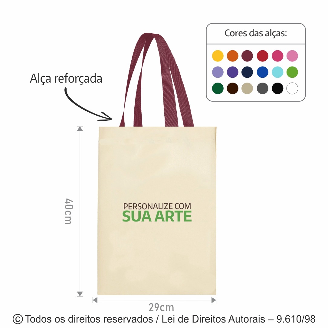 20AFC SACOLA DE ALGODAO 160G 29X40CM NATURAL COM VINHO