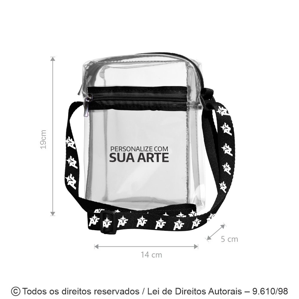 SM585 SHOULDER BAG DE PVC CRISTAL 14X19X5CM TRANSPARENTE COM ALCA PERSONALIZADA